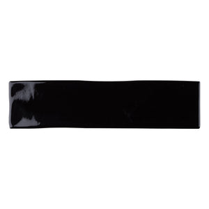 KE-NES KEZMA - Black  handmade ceramic wall tile 3 in. x 12 in. subway tile Polished