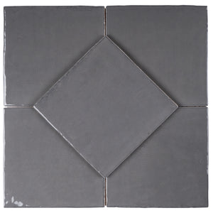 NC-AS-SQ66 New Country Dark Gray Square 6"x6" Polished Ceramic Wall Tile