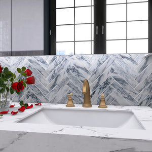 TNMSG-06  White and Blue polished marble 2x8 subway tile backsplash