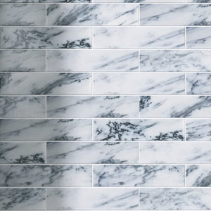 TNMSG-06  White and Blue polished marble 2x8 subway tile backsplash