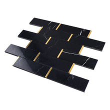 TNNGG-02 Black and Gold 2 in. x 6 in. Subway Tile Marble Backsplash Wall Tile