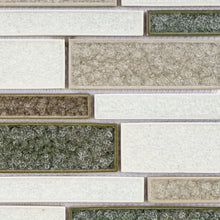 TRPCG-06 Roman Art White green brown Large Brick Crashed Glass Mosaic Tile