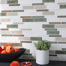 TRPCG-06 Roman Art White green brown Large Brick Crashed Glass Mosaic Tile