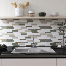 TRPCG-06 Roman Art White green brown Large Brick Crashed Glass Mosaic Tile