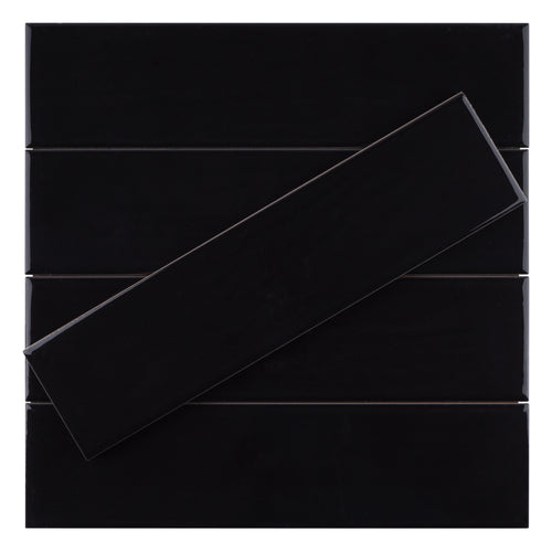 ZAR-BLA-SW312 ZARATI Black 3x12 Subway Tile Ceramic Wall Tile