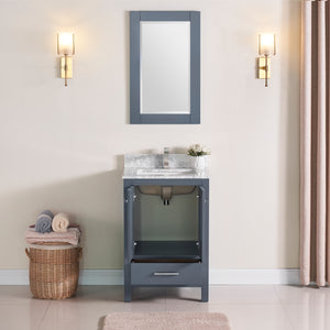 1901-24-02 Dark Grey 24" Bathroom Vanity Cabinet and Sink Combo Solid Wood Cabinet+Real Marble Top w/Sink Mirror set