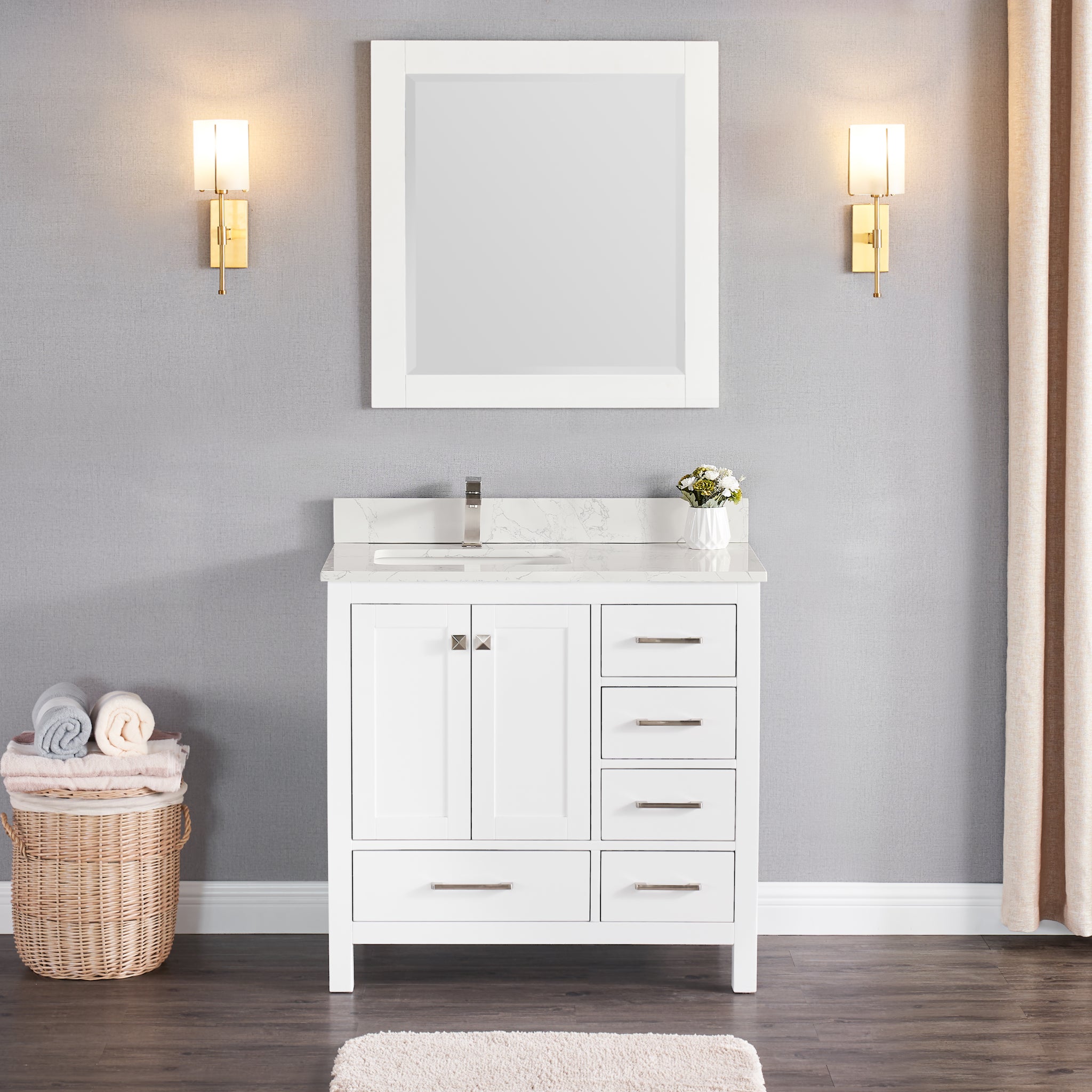 Hanover Tremont 36-In. Bathroom Vanity Set includes Sink, Countertop, and  Pre-Assembled Cabinet w/ 1 Drawer, Bottom Shelf, White - Hanover Home