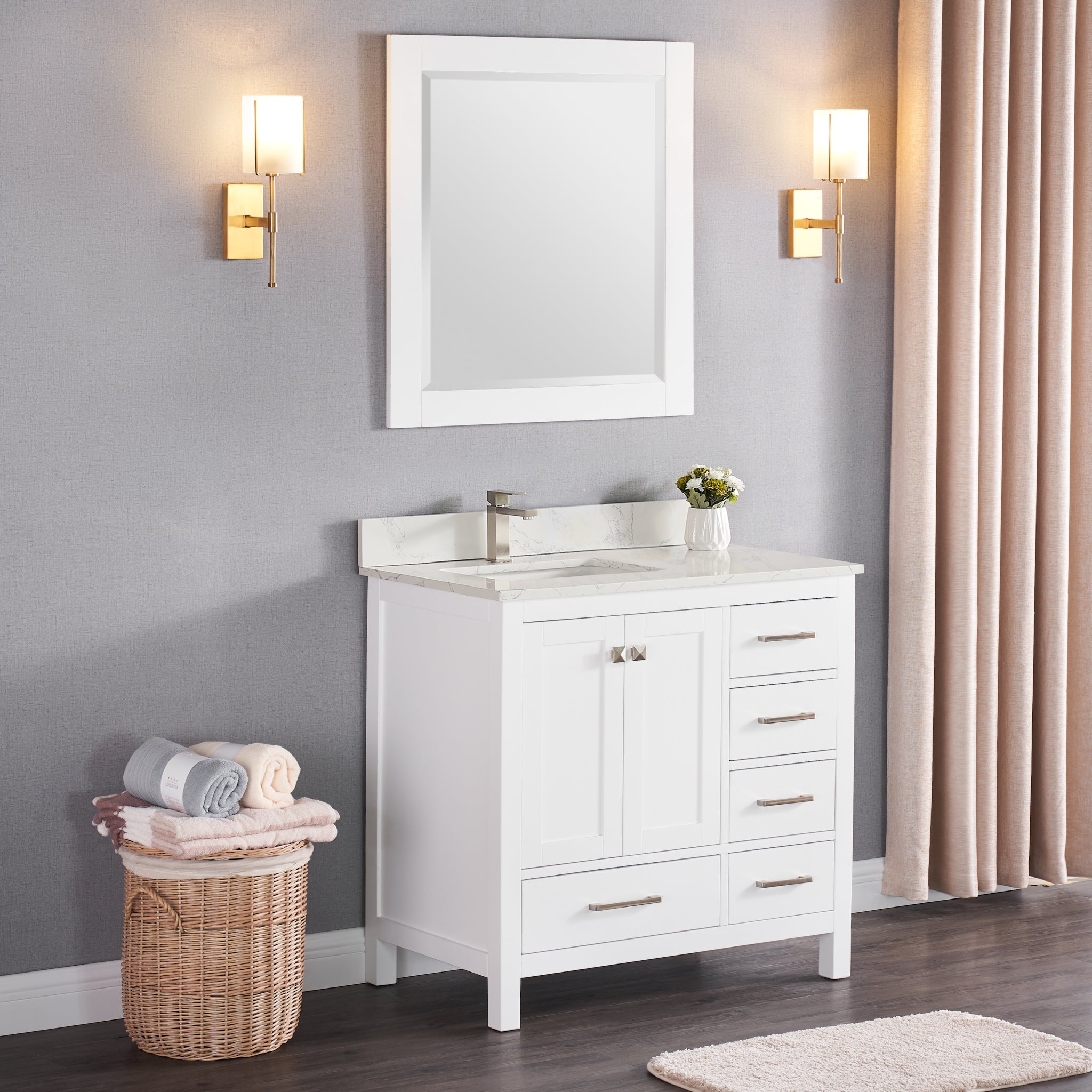 Hanover Tremont 36-In. Bathroom Vanity Set includes Sink, Countertop, and  Pre-Assembled Cabinet w/ 1 Drawer, Bottom Shelf, White - Hanover Home