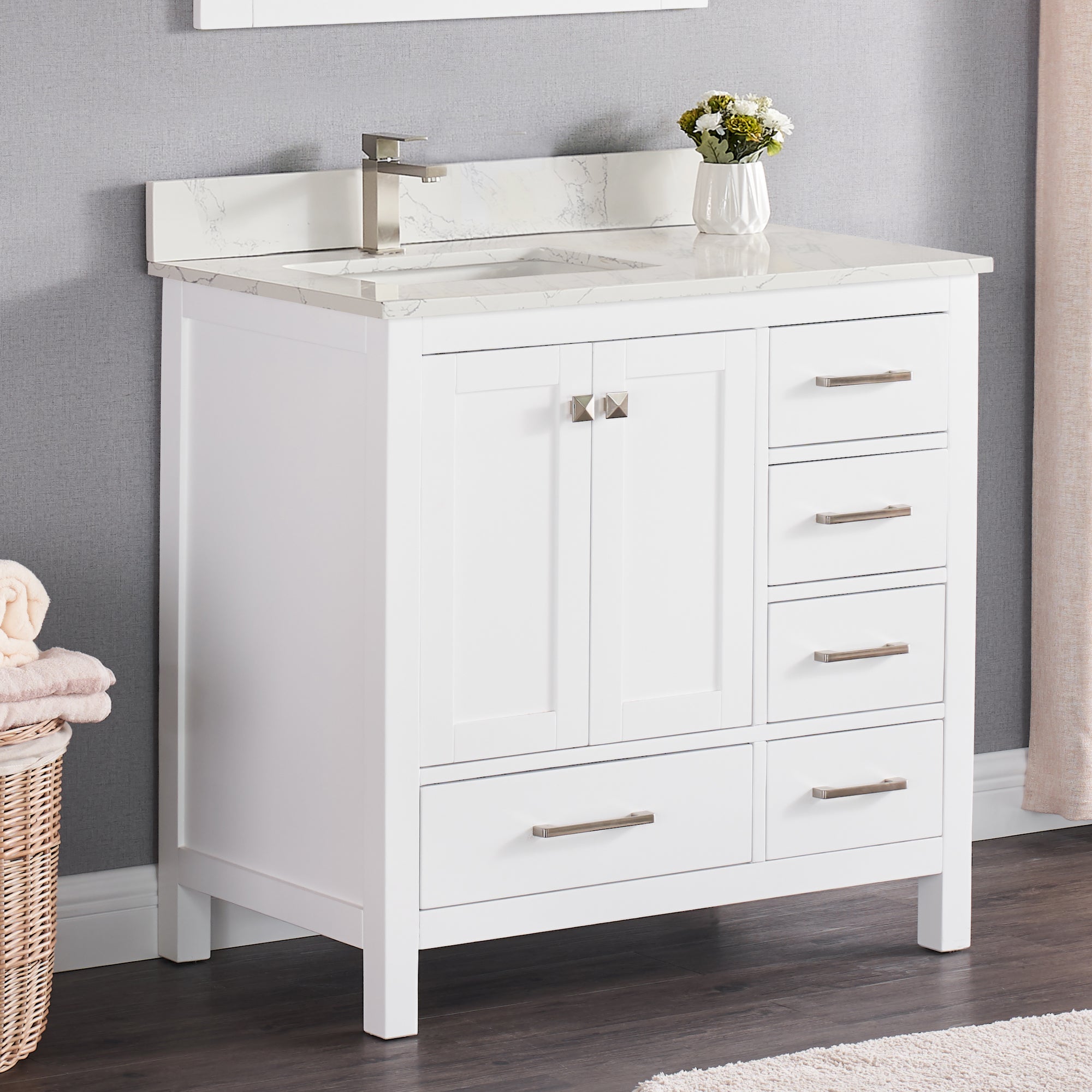 36 Inch Single Bathroom Vanity Set In White - #366T5