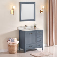 1901-36L-02QZ  Dark Grey 36" Bathroom Vanity Cabinet and Left Side Sink Combo Solid Wood Cabinet+Quartz Top w/Sink set