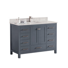 1901-48-02QZ Dark Grey 48" Bathroom Vanity Cabinet and Sink Combo Solid Wood Cabinet+Quartz Top w/Sink set