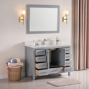 1901-48-03QZ Light Grey 48" Bathroom Vanity Cabinet and Sink Combo Solid Wood Cabinet+Quartz Top w/Sink set