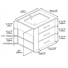 1906-24L-04 Wall Mount Marine Blue 24" Bathroom Vanity Set with left side shelf Include Solid Wood Vanity Cabinet, Pure white counter top and sink with optional mirror