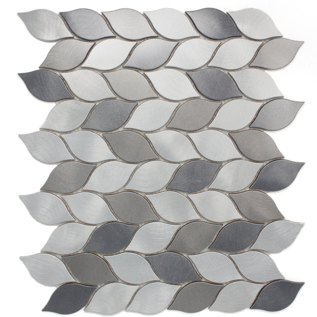 TAFDG-07 Aluminum silver and grey leaf metal mosaic tile