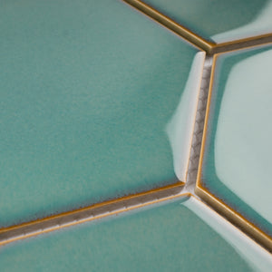TPMG-28 4 x 4 Hexagon Crystal Green Porcelain Mosaic Tile Backsplash (Polished)