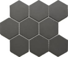 TPMG-04 4"Grey Black Large Hexagon Porcelain Mosaic Tile (Matt)