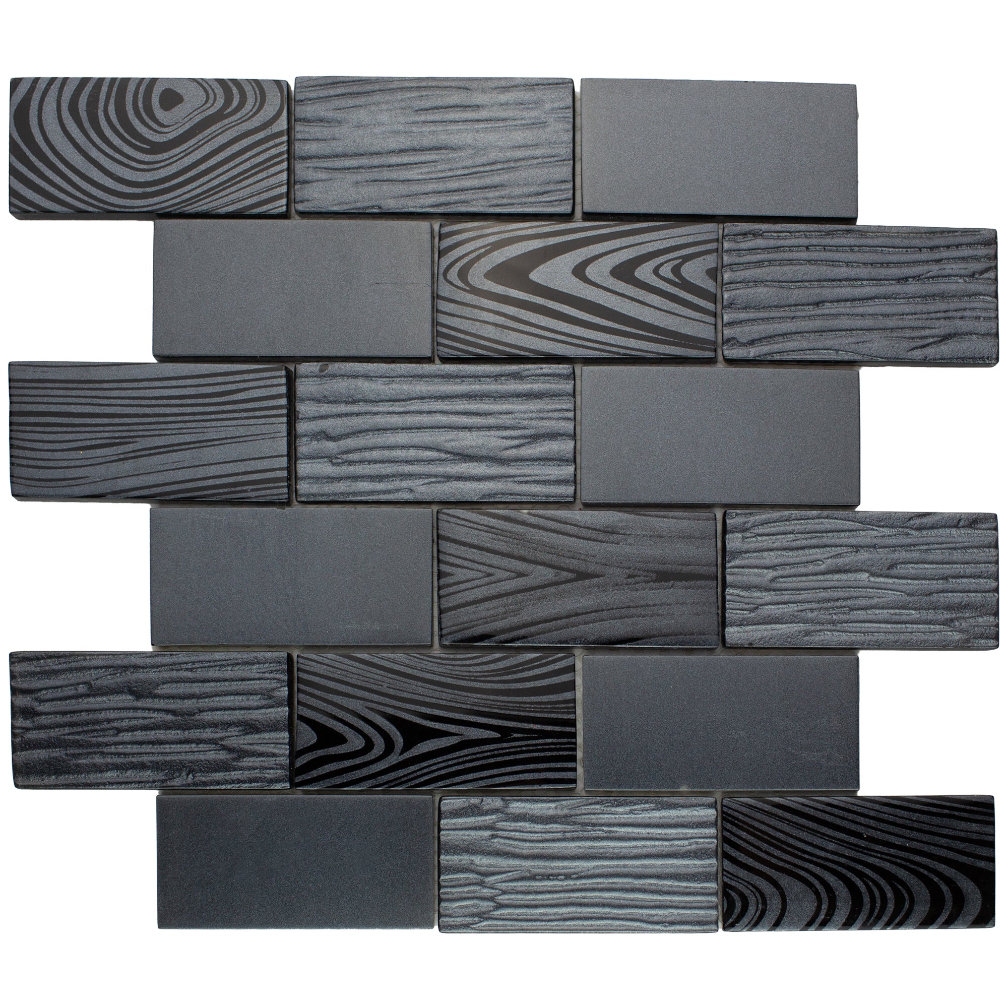 TDKTG-03 2x4 wood look Grey Black Metal Paint Effect Glass Subway Tile –  Tile Generation