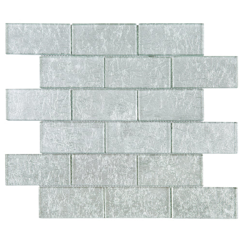 TGKG-03 Silver 2x4 glass mosaic tile sheet subway tile