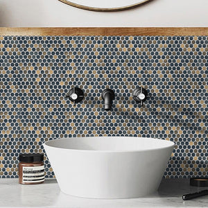 JAPM301 Multi Blue mix color polished tiny round porcelain mosaic tile