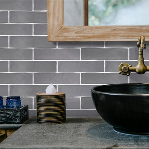 KE-GRS KEZMA - Gray handmade ceramic wall tile 3 in. x 12 in. subway tile Polished