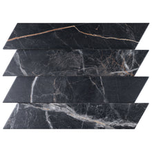 MA-GO-CHV Maquina Gold Black 3x16 Chevron Porcelain Wall and Floor Tile