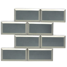 TRBMG-03 3x6 Grey Foil Paper Back Glass Subway Tile With Bevel Backsplash