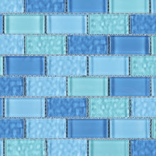 TRCEG-01 1x2 Brick Blue Glass Mosaic Tile Sheet