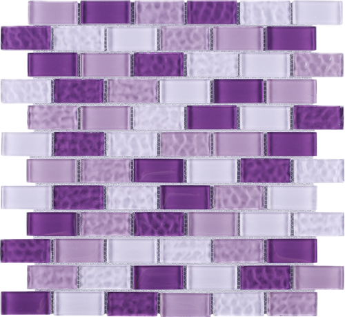 TRCEG-03 1x2 Brick Purple Glass Mosaic Tile Sheet