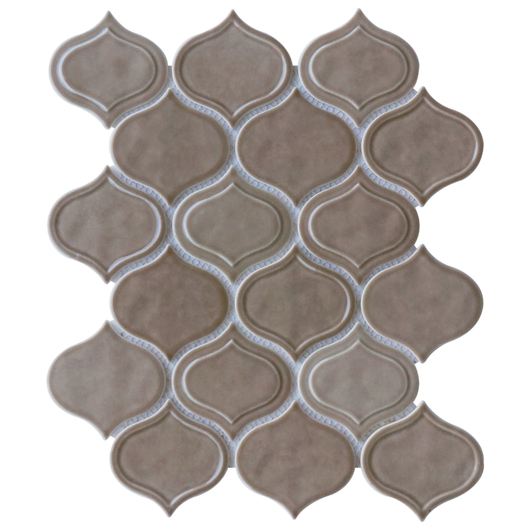 TRECCG-08 Jolanda 3x3 Light Brown Grid Recycle Glass Mosaic