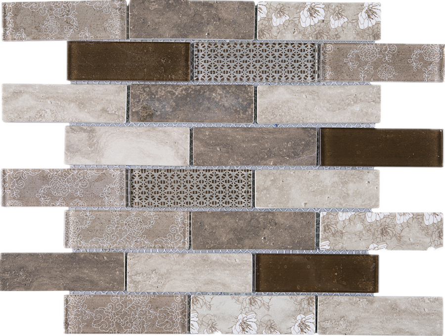 Treglg 04 Brown 1x4 Brick Recycle Glass Mosaic Tile Sheet Backsplash Tile Generation 9228